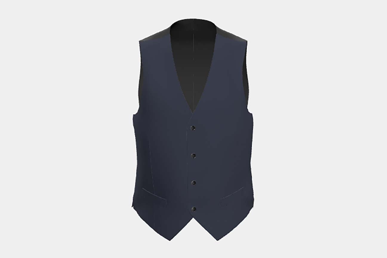 Gilet en laine hopsack des années 130 sur mesure en bleu Caccioppoli