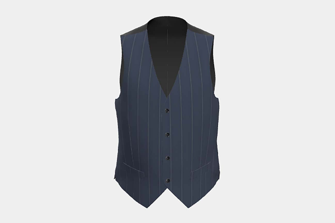 Tailored 130s wool waistcoat with blue pinstripe Caccioppoli