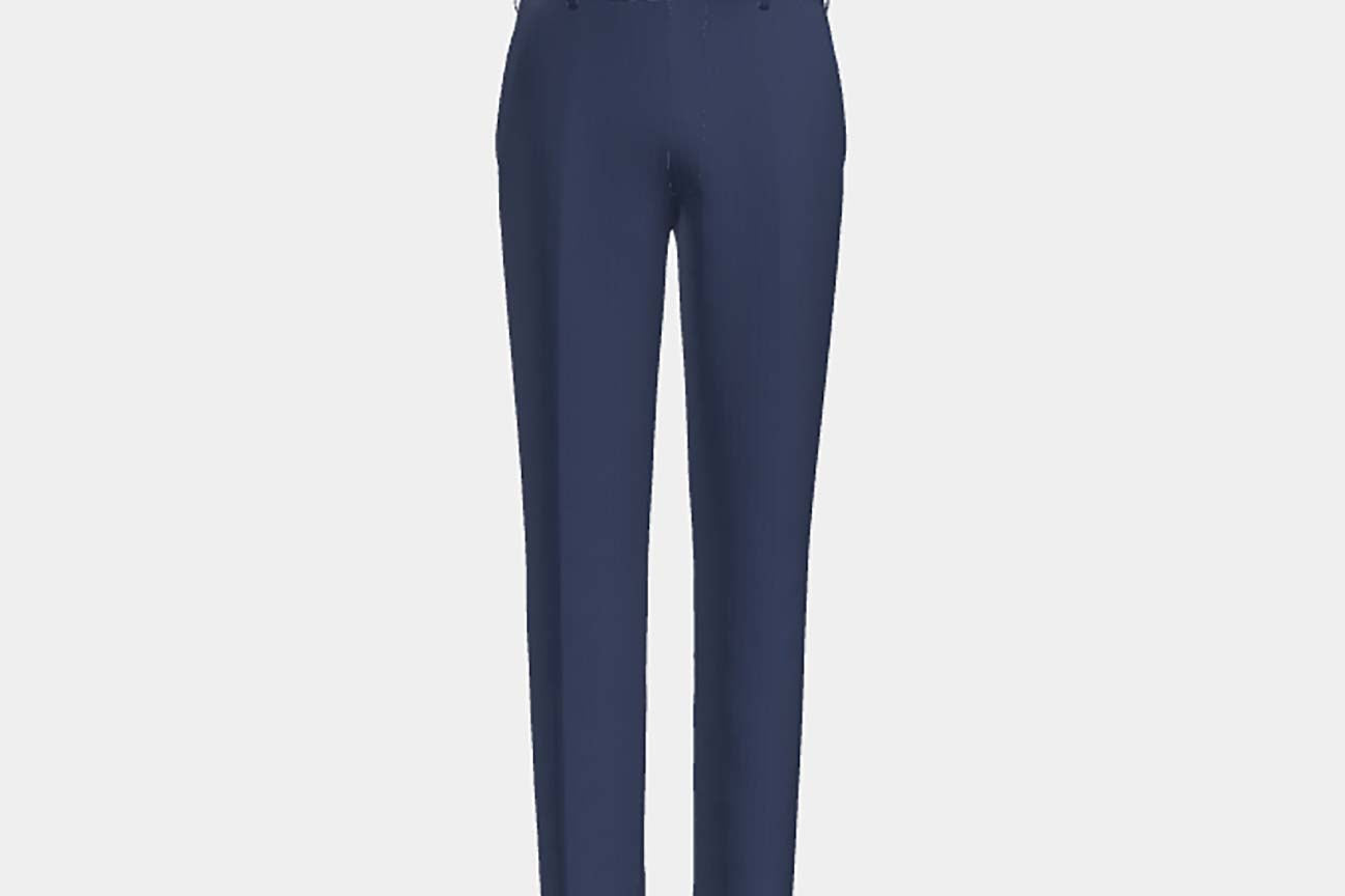Pantalone su misura lana e seta 150s blu Caccioppoli