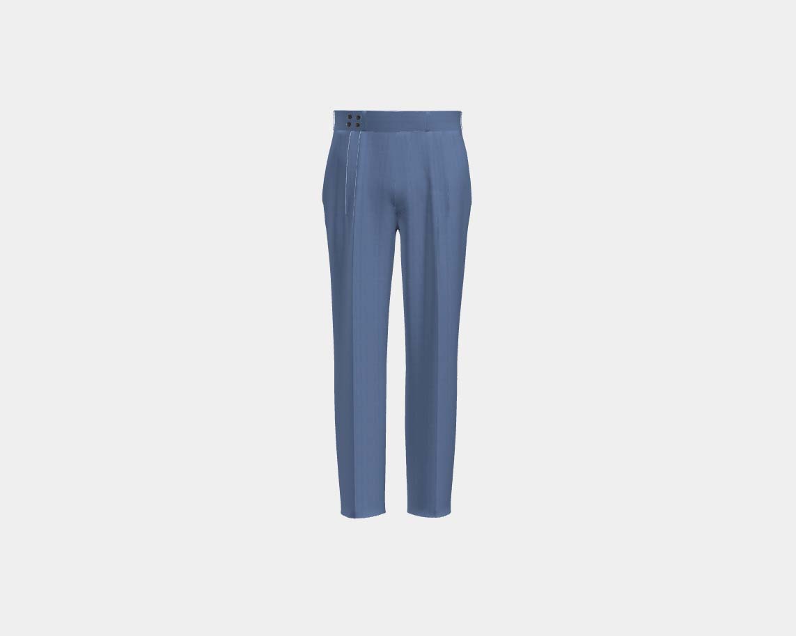 Pantalon tailleur en laine solaro années 130 bleu clair avec bande Caccioppoli
