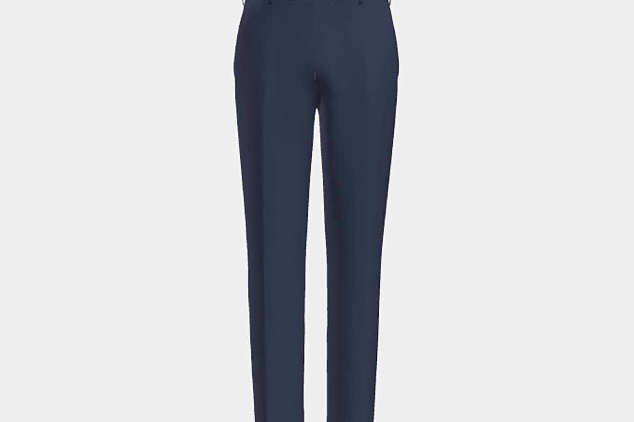 Pantalon tailleur en laine bleu années 130 Caccioppoli