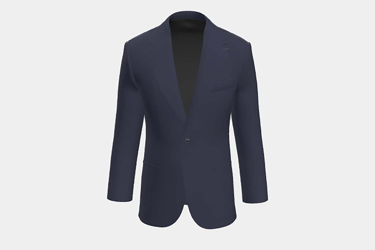 Veste tailleur en laine bleue années 150 Loro Piana