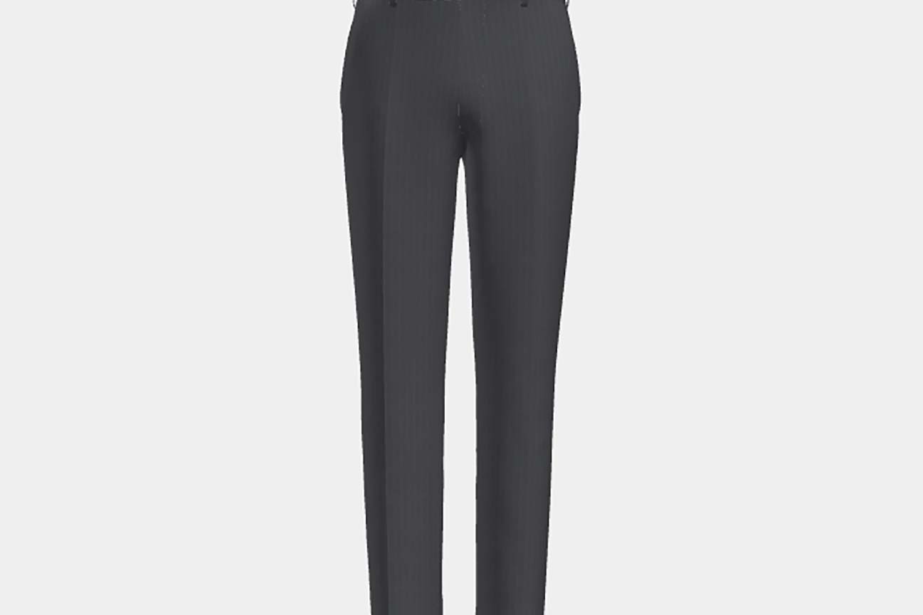 Pantalon ajusté en laine gris à fines rayures années 130 Caccioppoli