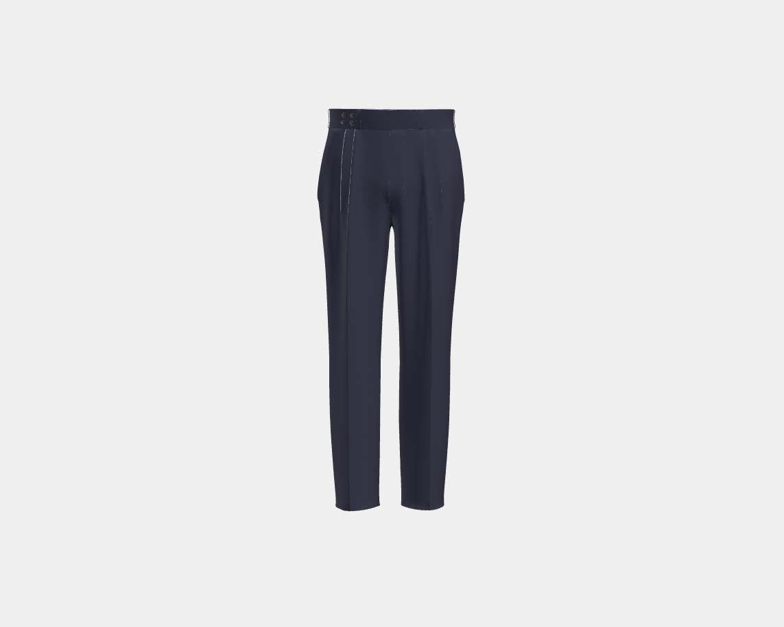 Loro Piana gray 150s wool tailored trousers with band