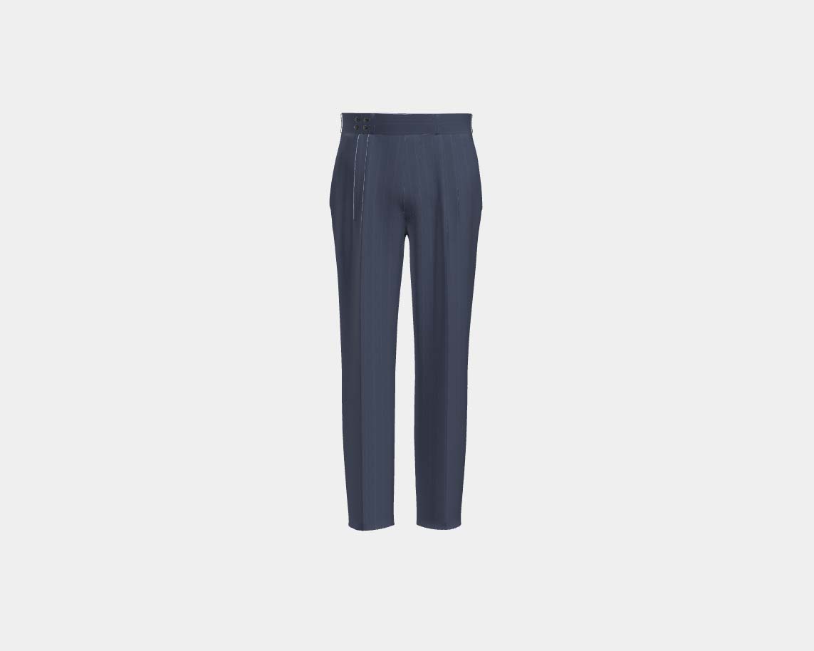 Pantalone con fascia su misura lana e seta 150s blu Caccioppoli