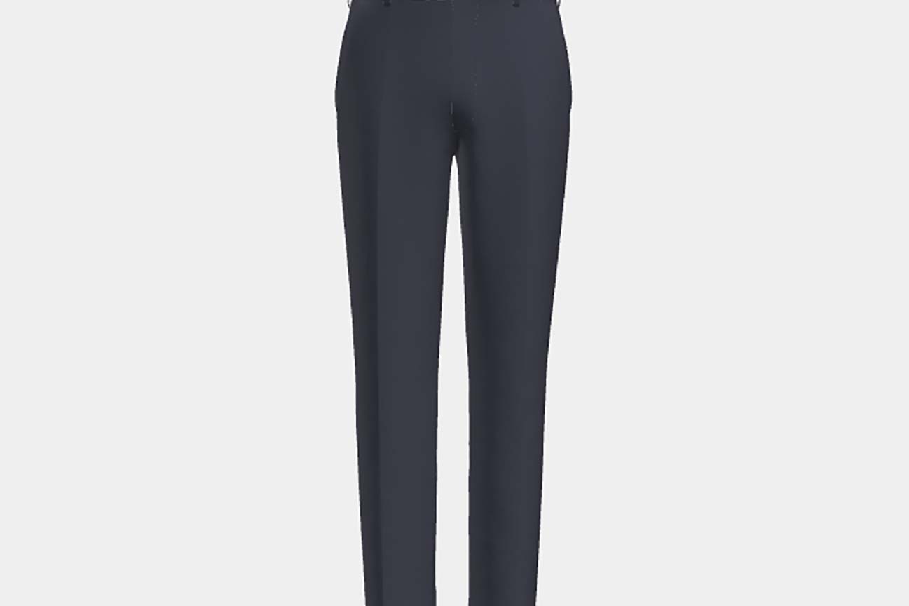 Pantalon tailleur en laine bleu années 150 Loro Piana