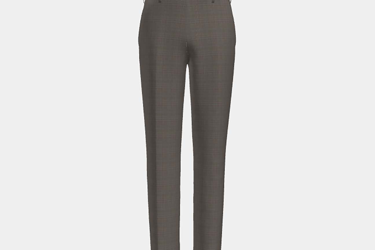 Pantalon tailleur en laine beige Prince de Galles années 130 Caccioppoli