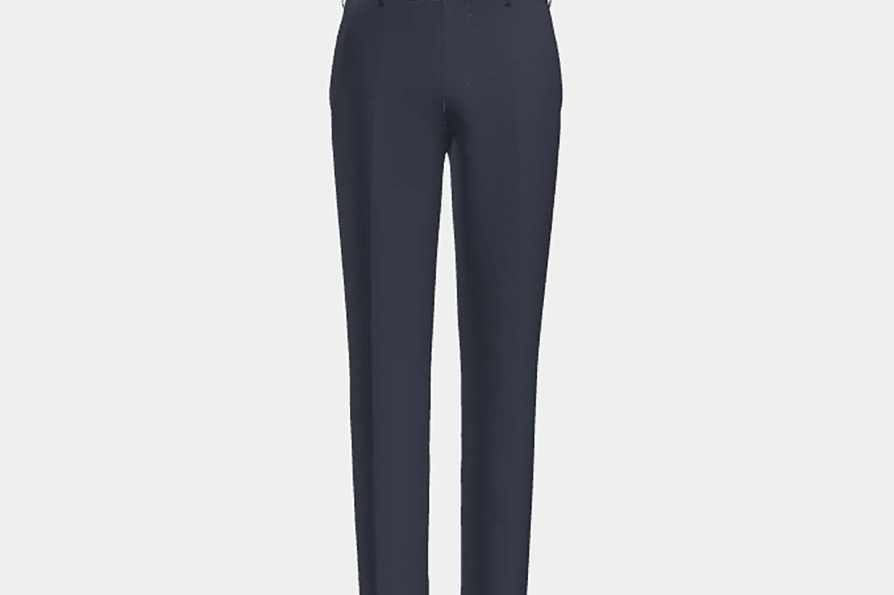 Bespoke 150s blue wool and silk trousers Caccioppoli