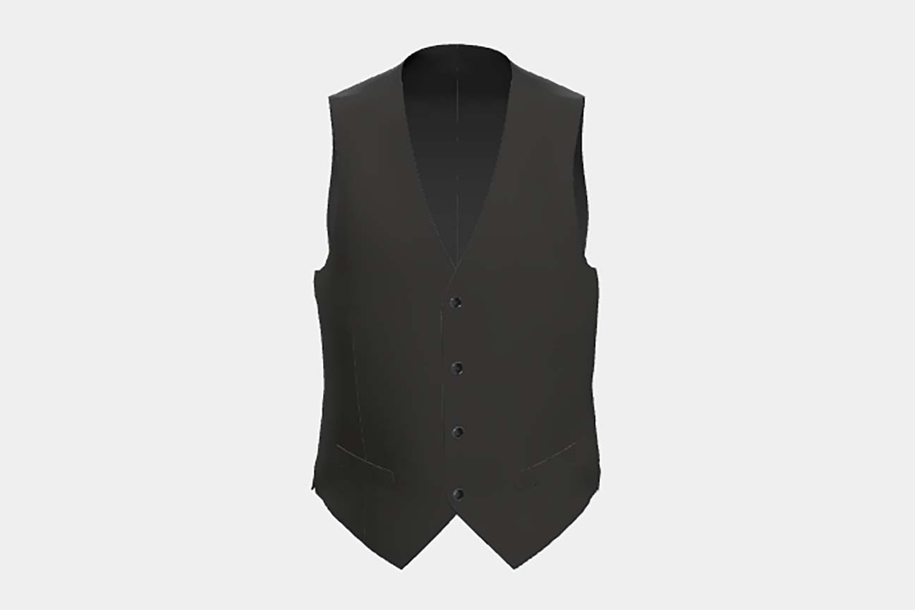 Gilet tailleur en laine noire des années 120 Canonico