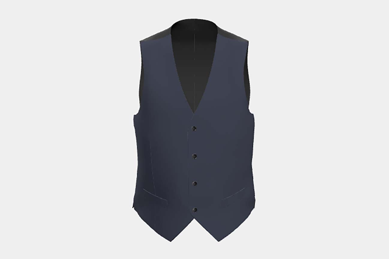 Gilet en laine et soie bleu années 150 sur mesure Caccioppoli