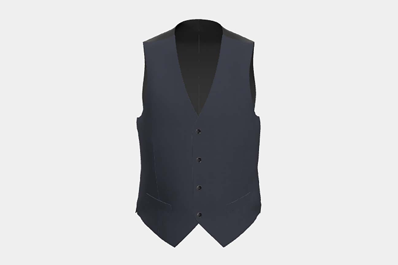 Gilet en laine et soie bleu années 150 sur mesure Caccioppoli