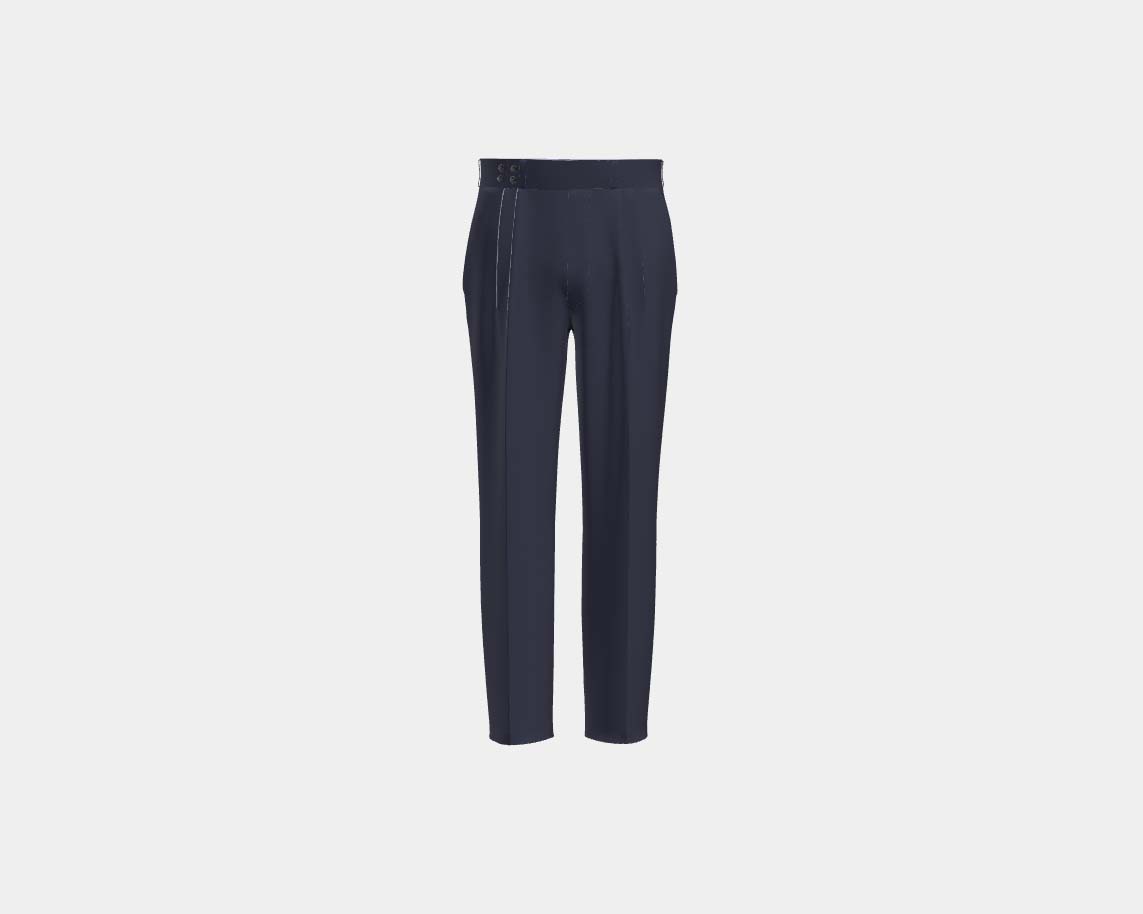 Loro Piana blue 150s wool tailored trousers with band