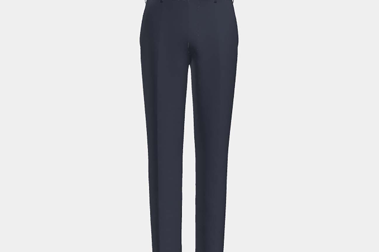 Bespoke 150s blue wool and silk trousers Caccioppoli