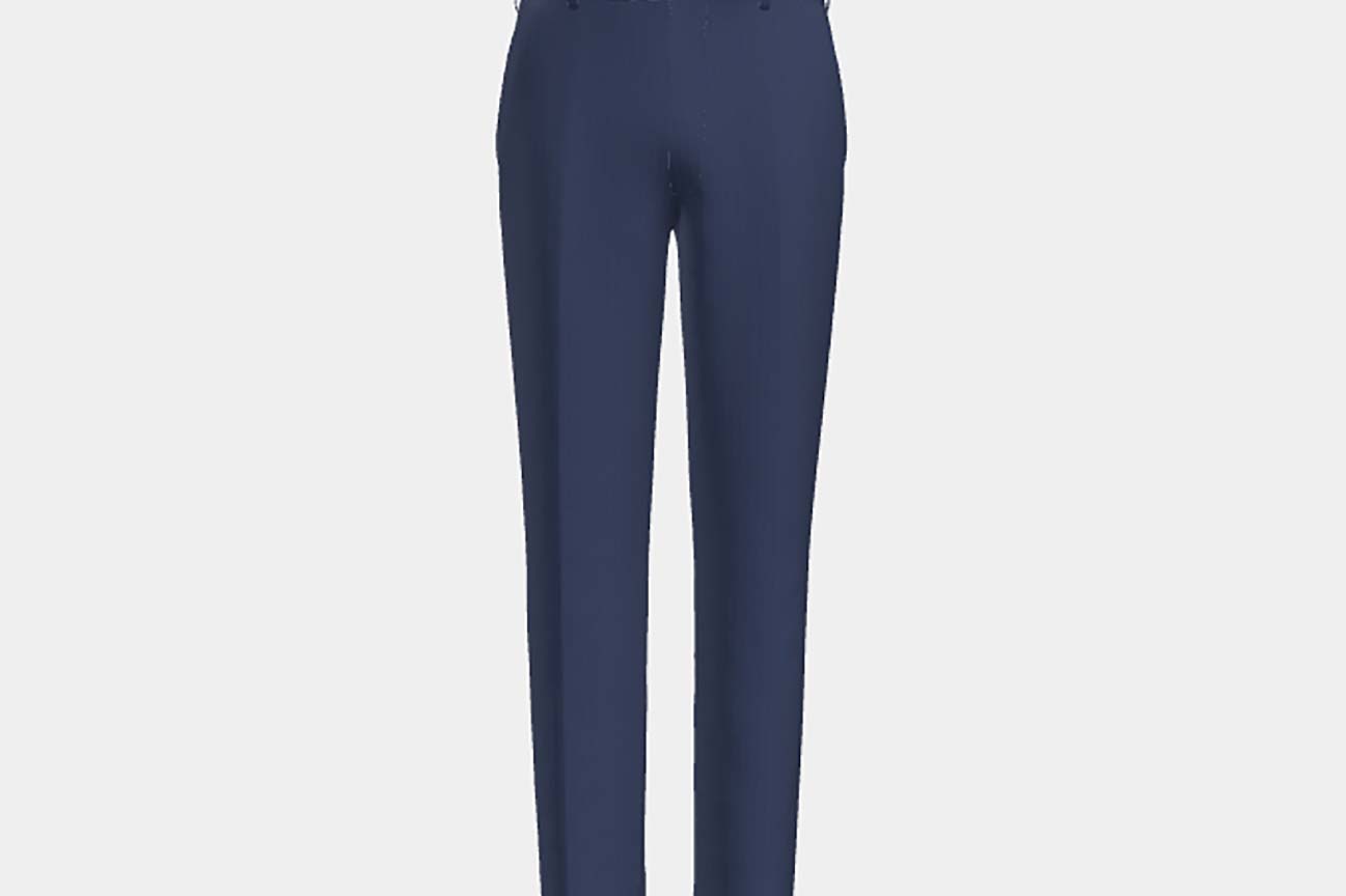 Pantalone su misura lana e seta 150s blu Caccioppoli