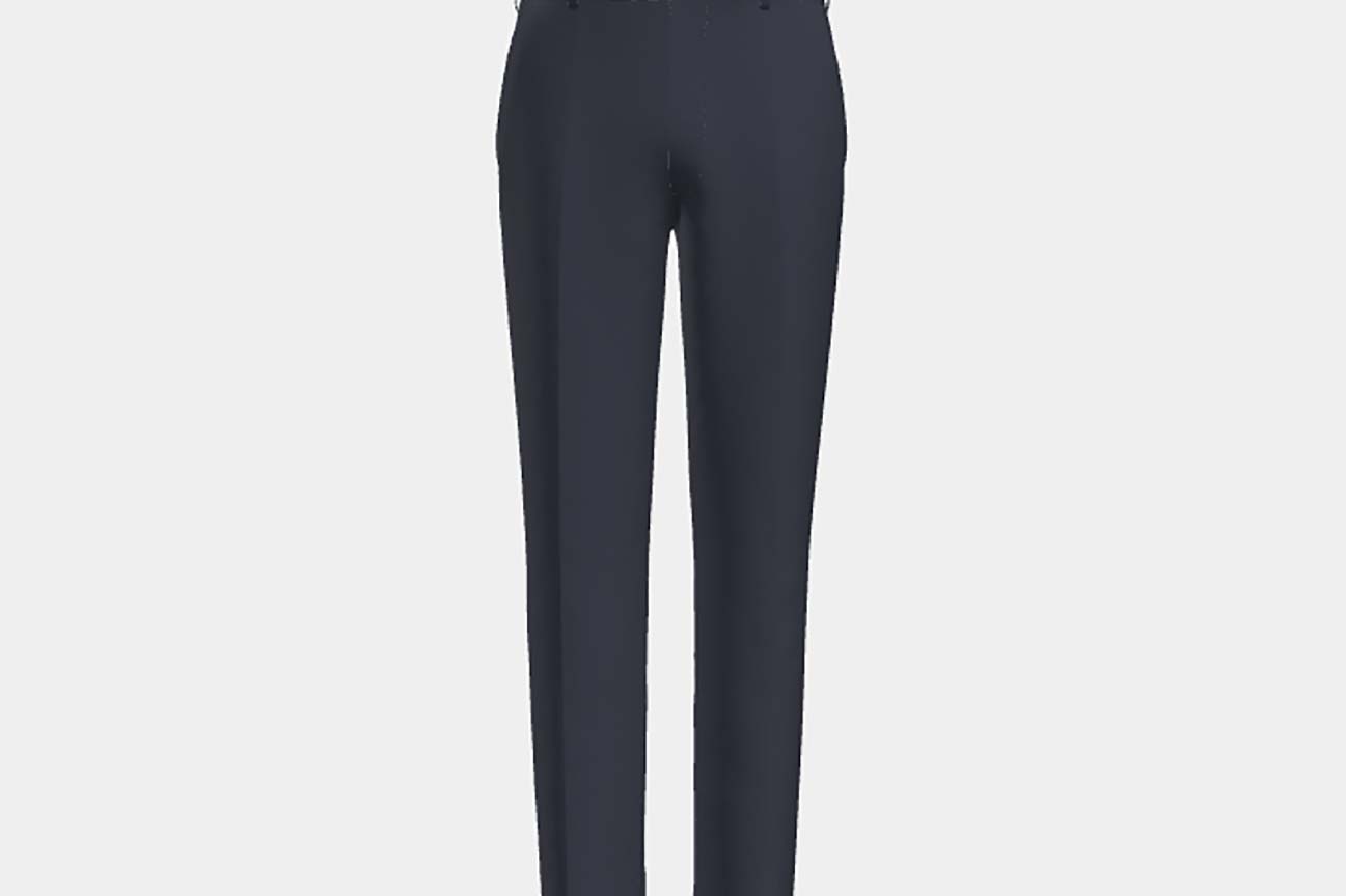 Bespoke 150s blue wool and silk trousers Caccioppoli