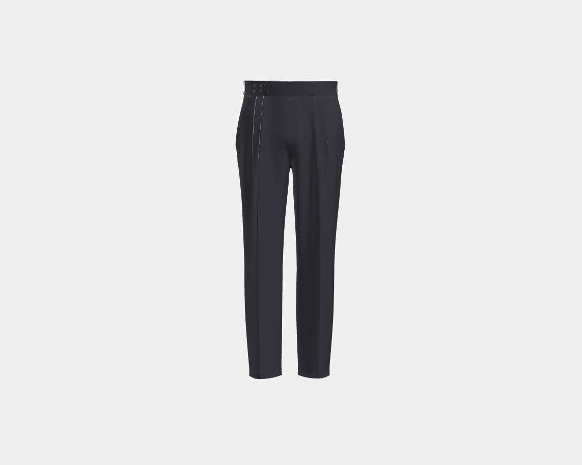 Pantalone con fascia su misura lana 130s finestrato blu Caccioppoli