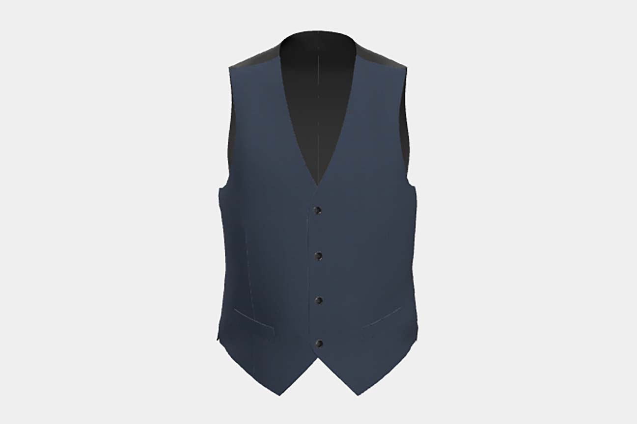 Gilet su misura lana 130s principe di galles blu Caccioppoli