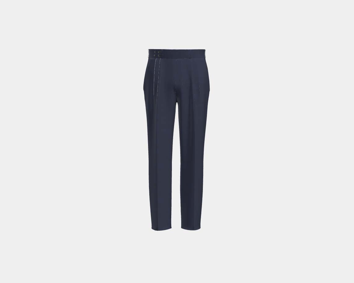Trousers with tailored band in 130s wool with blue window Caccioppoli