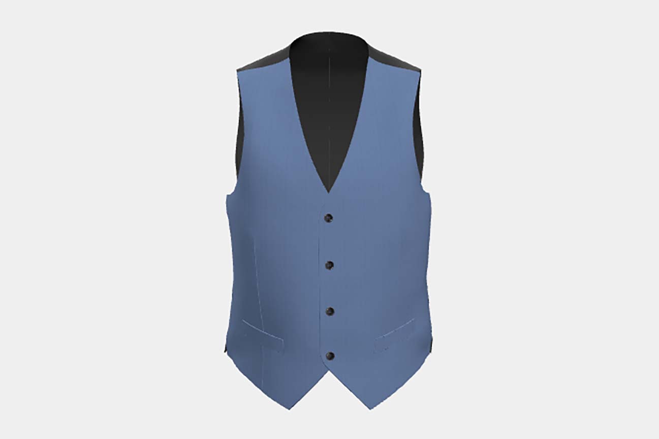 Gilet sur mesure en laine solaro années 130 bleu clair Caccioppoli