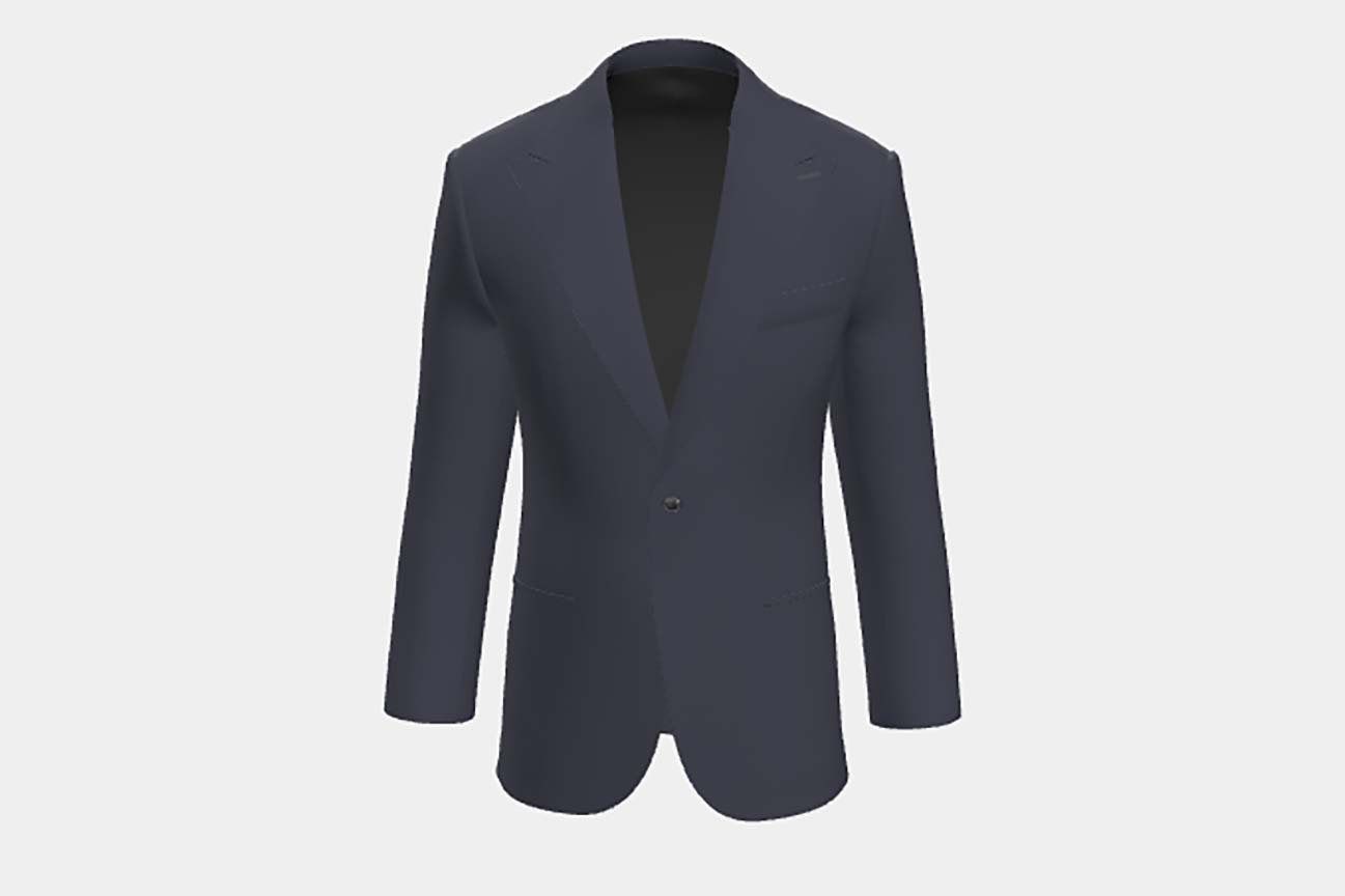Veste tailleur en laine bleue années 150 Loro Piana