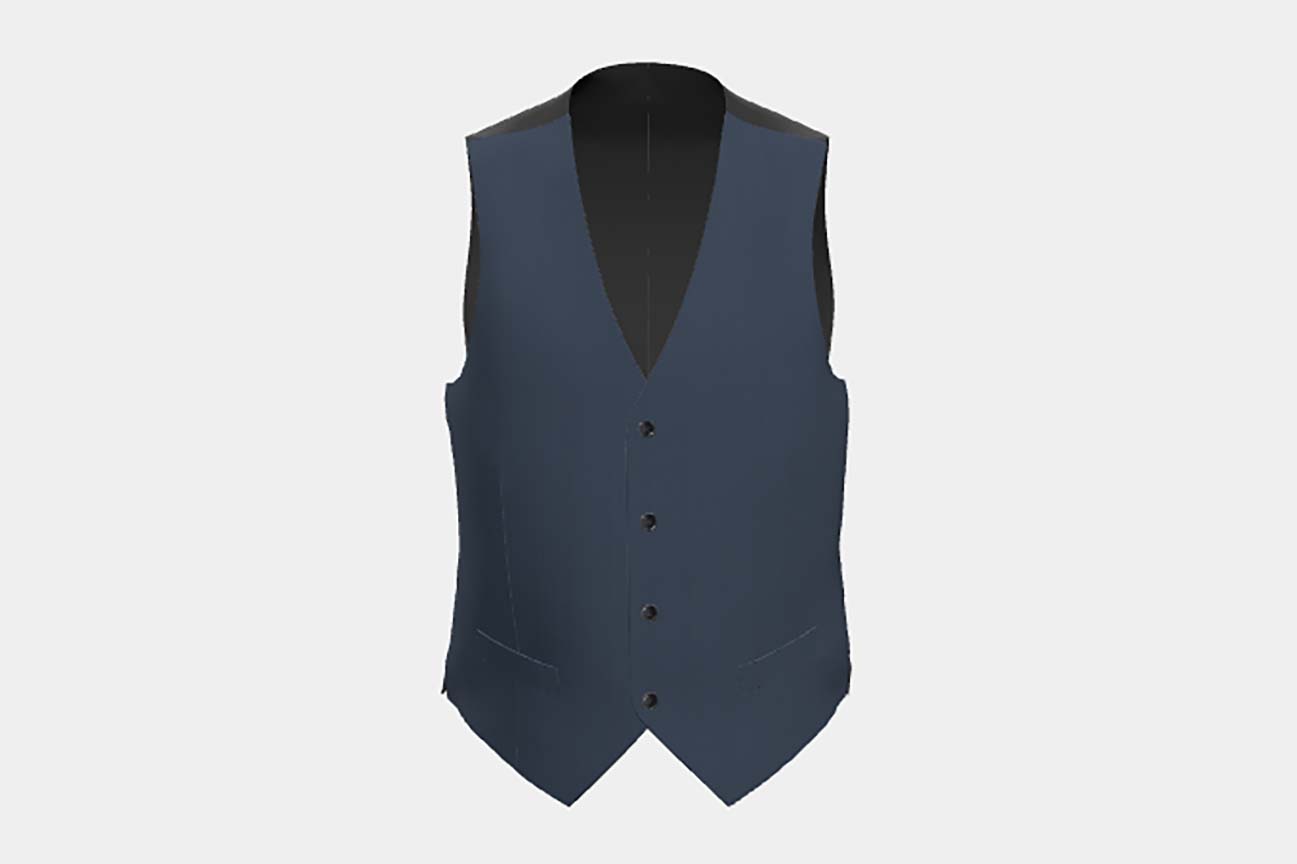 Gilet en laine bleue solaro années 130 sur mesure Caccioppoli
