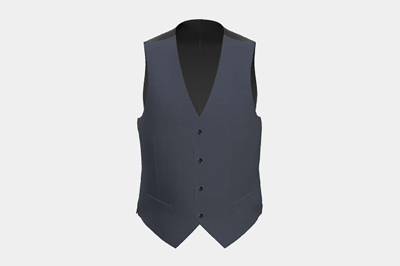 Gilet sur mesure en laine bleu années 150 Loro Piana