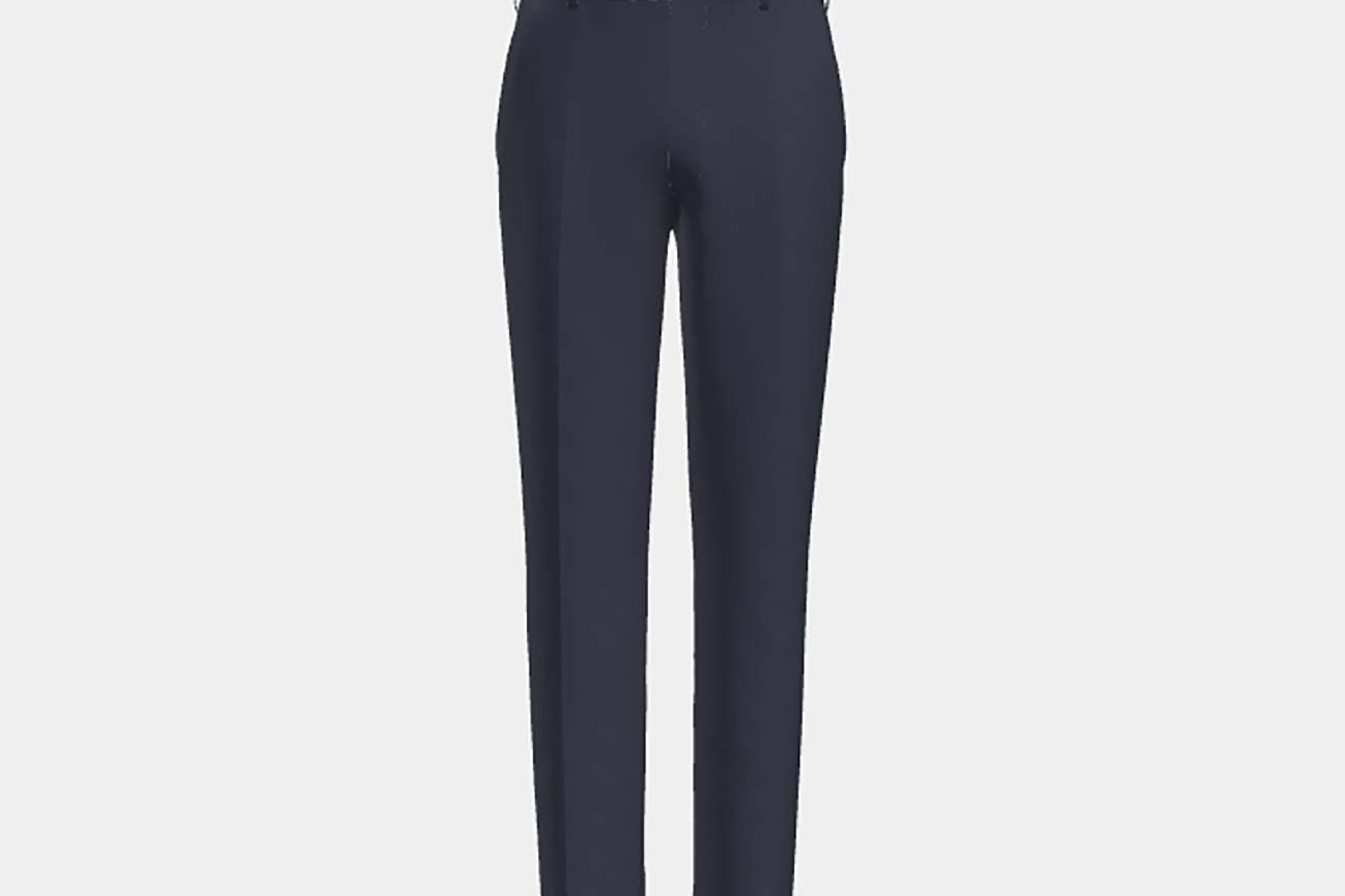 Pantalon ajusté en laine bleu à fines rayures années 130 Caccioppoli