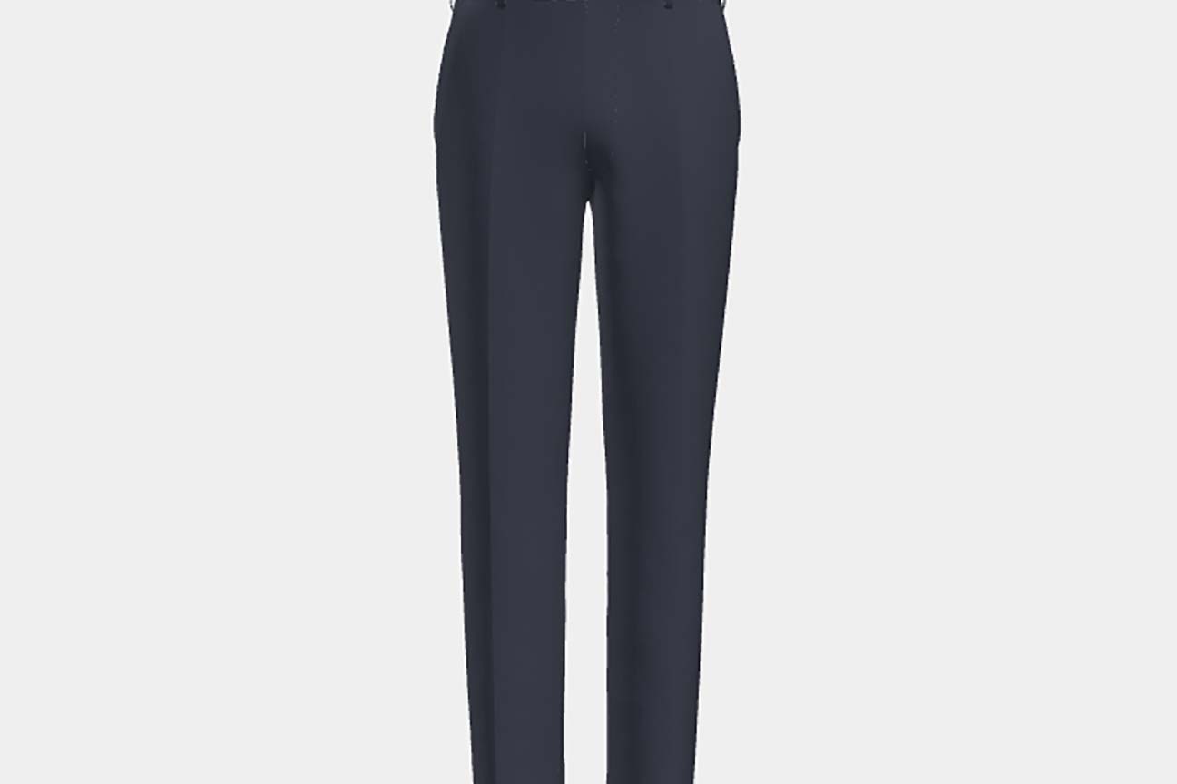 Bespoke 150s blue wool and silk trousers Caccioppoli
