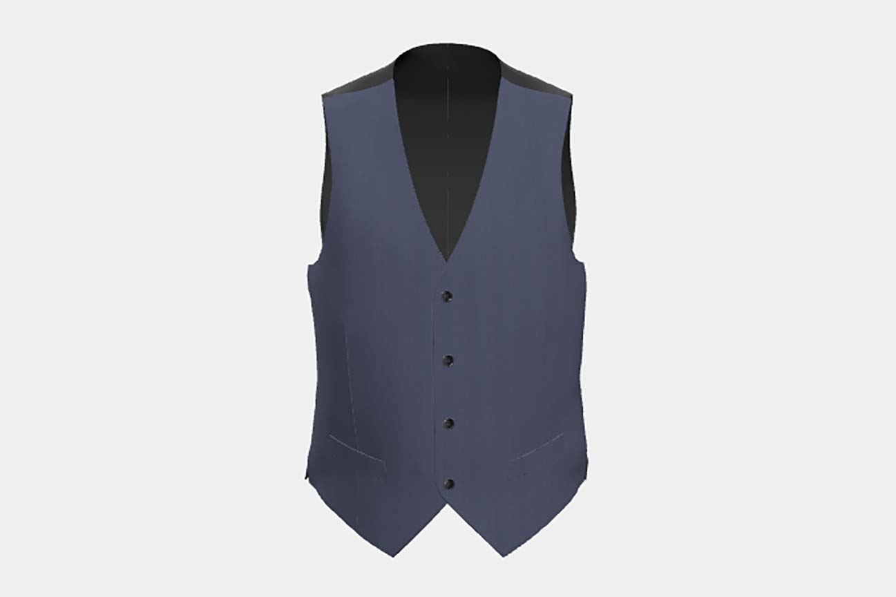 Gilet sur mesure en laine solaro années 130 bleu clair Caccioppoli