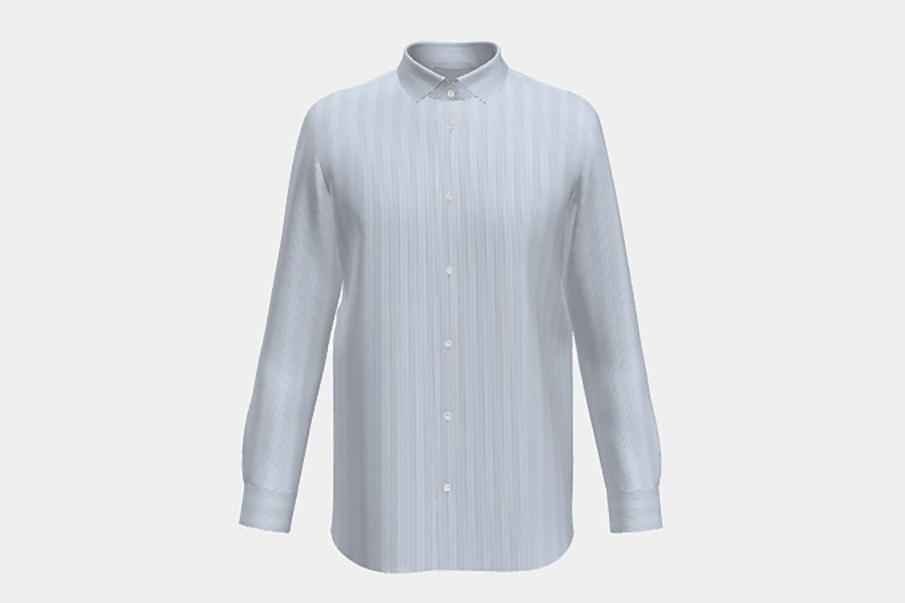Camicia su misura cotone twill rigato blu chiaro