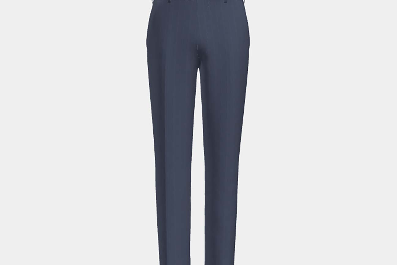 Bespoke 150s blue wool and silk trousers Caccioppoli