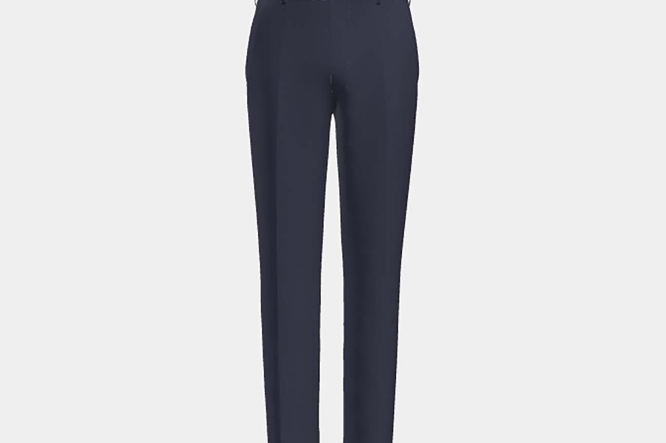 Pantalon tailleur en laine bleu années 130 Caccioppoli