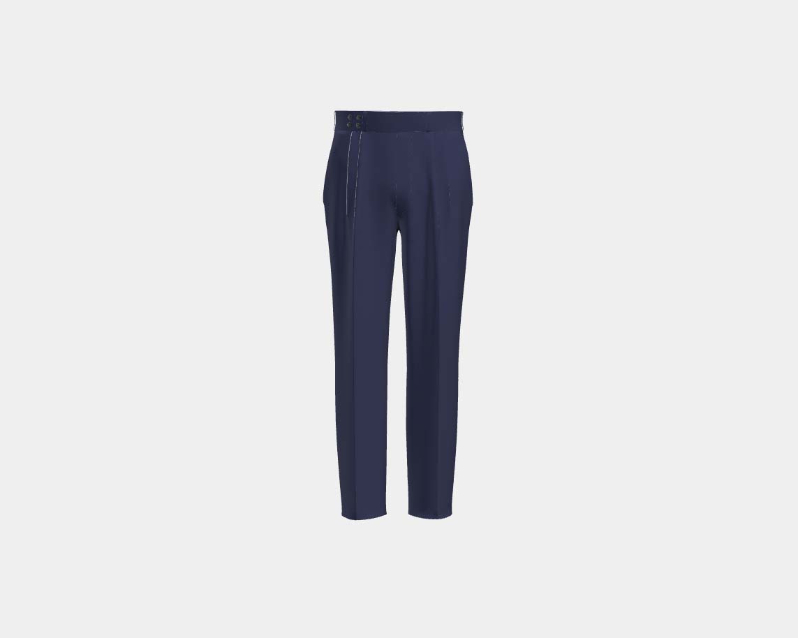 Pantalon tailleur en laine 110's bleu Canonico avec bande