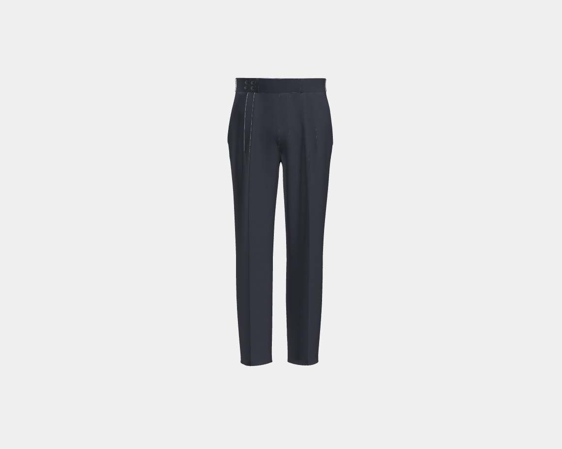 Pantalone con fascia su misura lana e seta 150s blu Caccioppoli