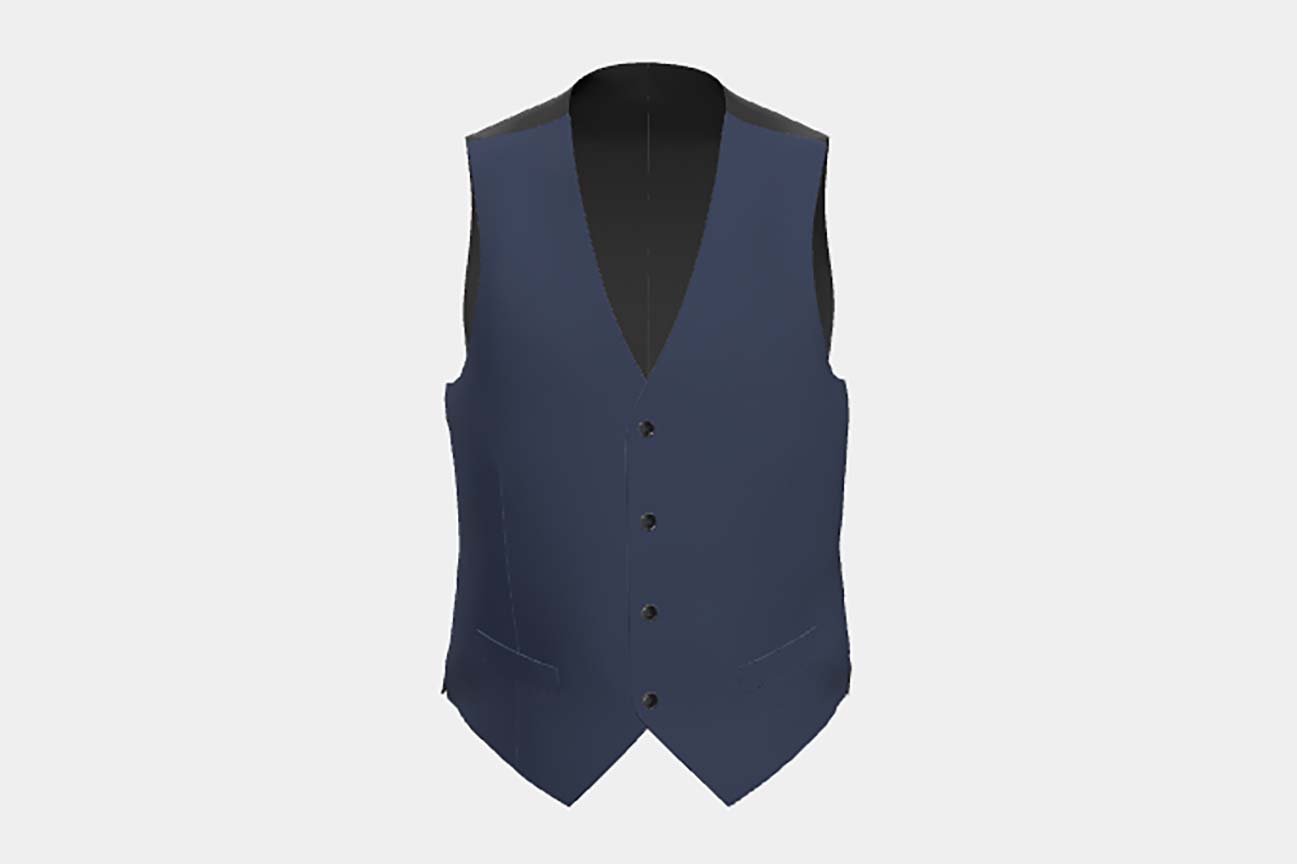 Gilet en laine et soie bleu années 150 sur mesure Caccioppoli