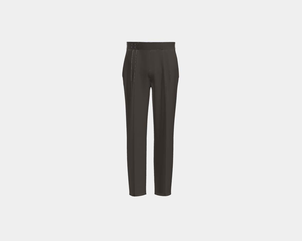 Caccioppoli brown 130s wool tailored trousers with band