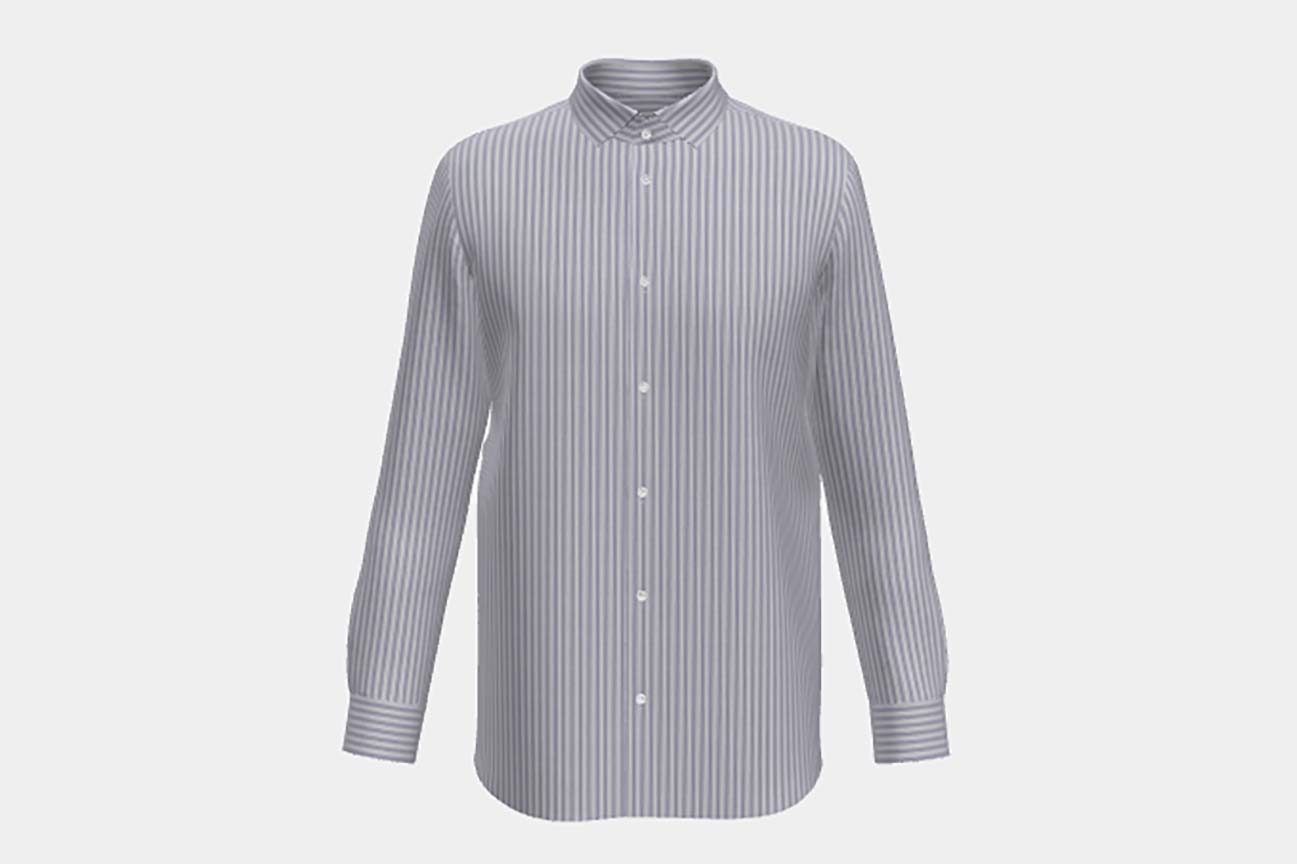 Camicia su misura cotone rigato blu