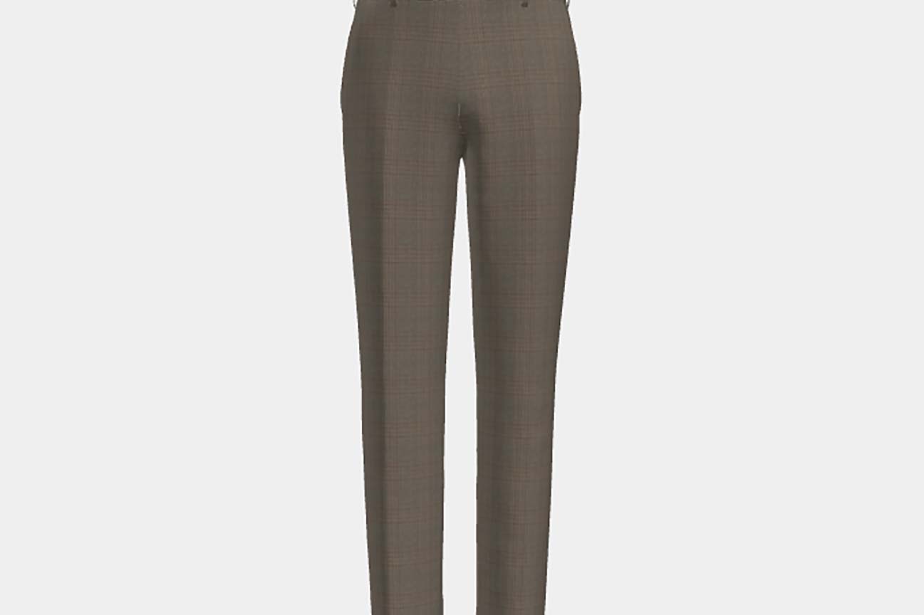 Pantalon tailleur en laine beige Prince de Galles années 130 Caccioppoli