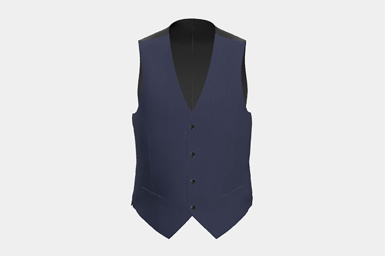 Gilet su misura lana 130s gessato blu Caccioppoli