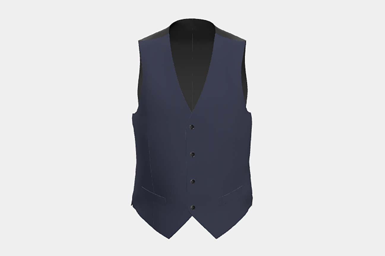 Gilet en laine bleue solaro années 130 sur mesure Caccioppoli