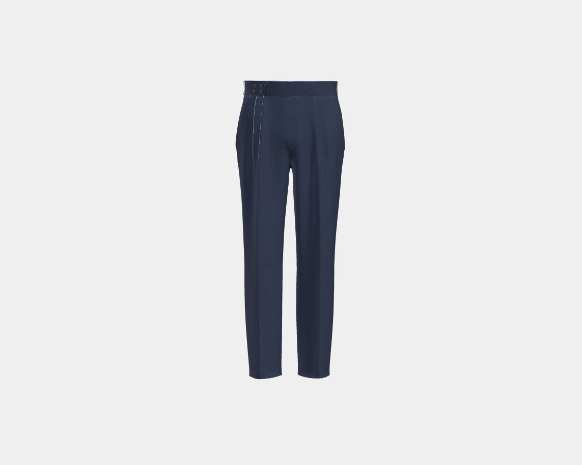 Blue houndstooth 130s wool tailored trousers with band Caccioppoli