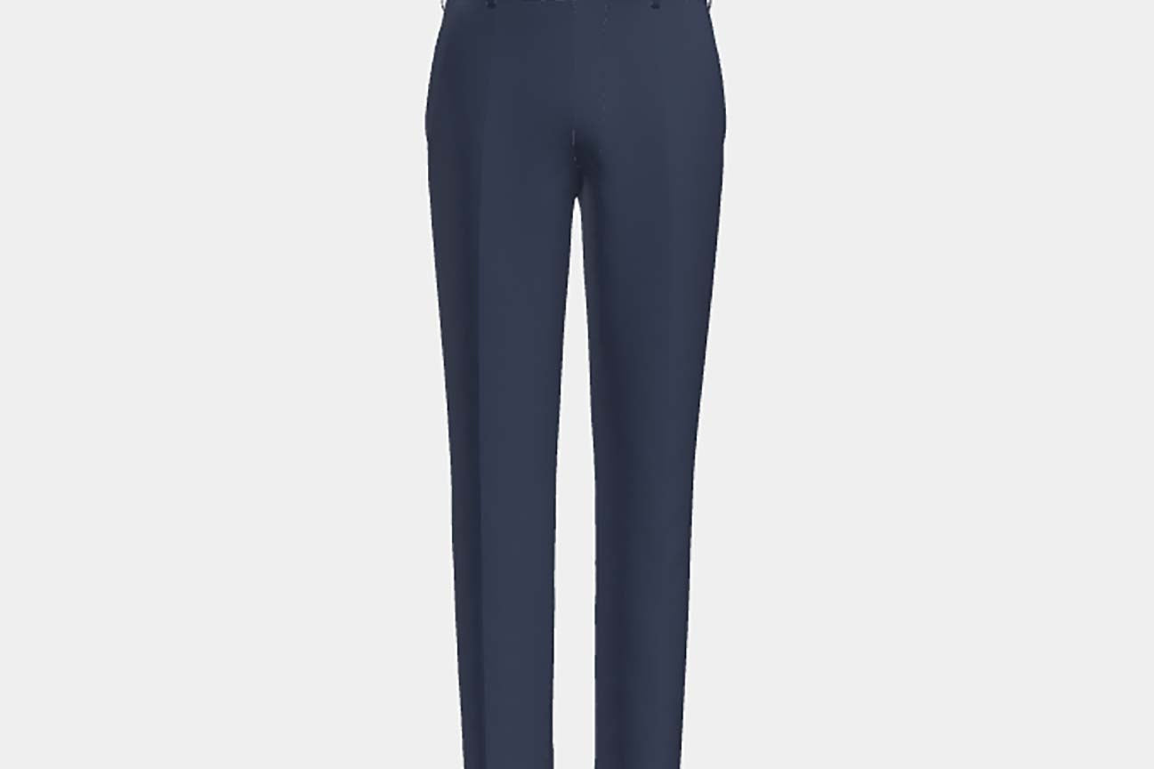 Pantalone su misura lana e seta 150s blu Caccioppoli
