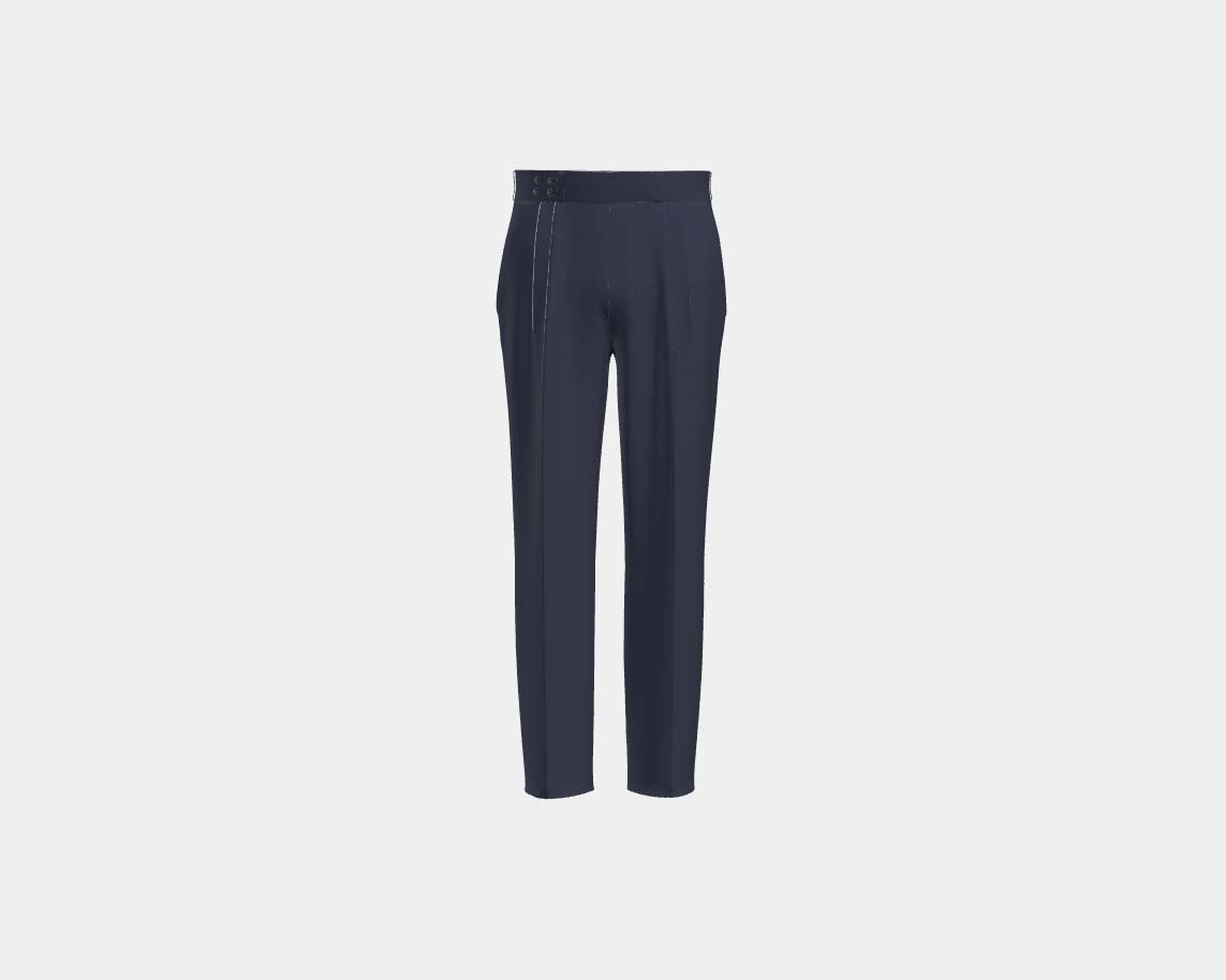 Pantalon tailleur en laine vert solaro années 130 avec bande Caccioppoli