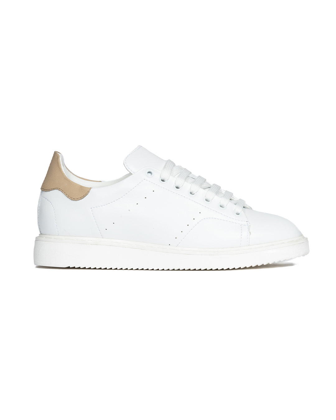 S01 - sneakers in pelle bianca dettagli beige