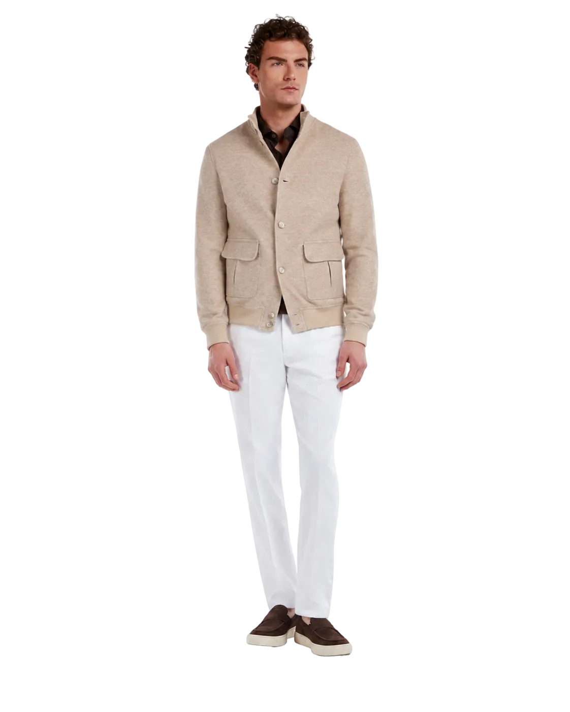 Cazadora bomber Trieste beige de algodón