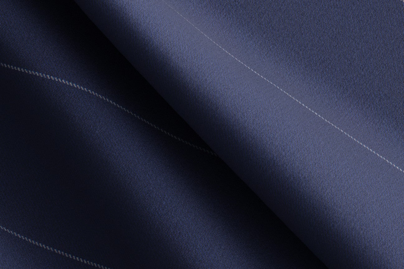 Pantalone con fascia su misura lana 130s gessato blu Caccioppoli