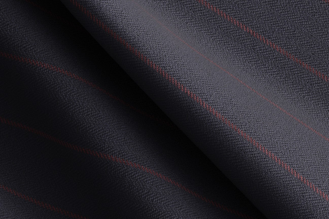 Gilet sur mesure en laine des années 130 à fines rayures bleues Caccioppoli