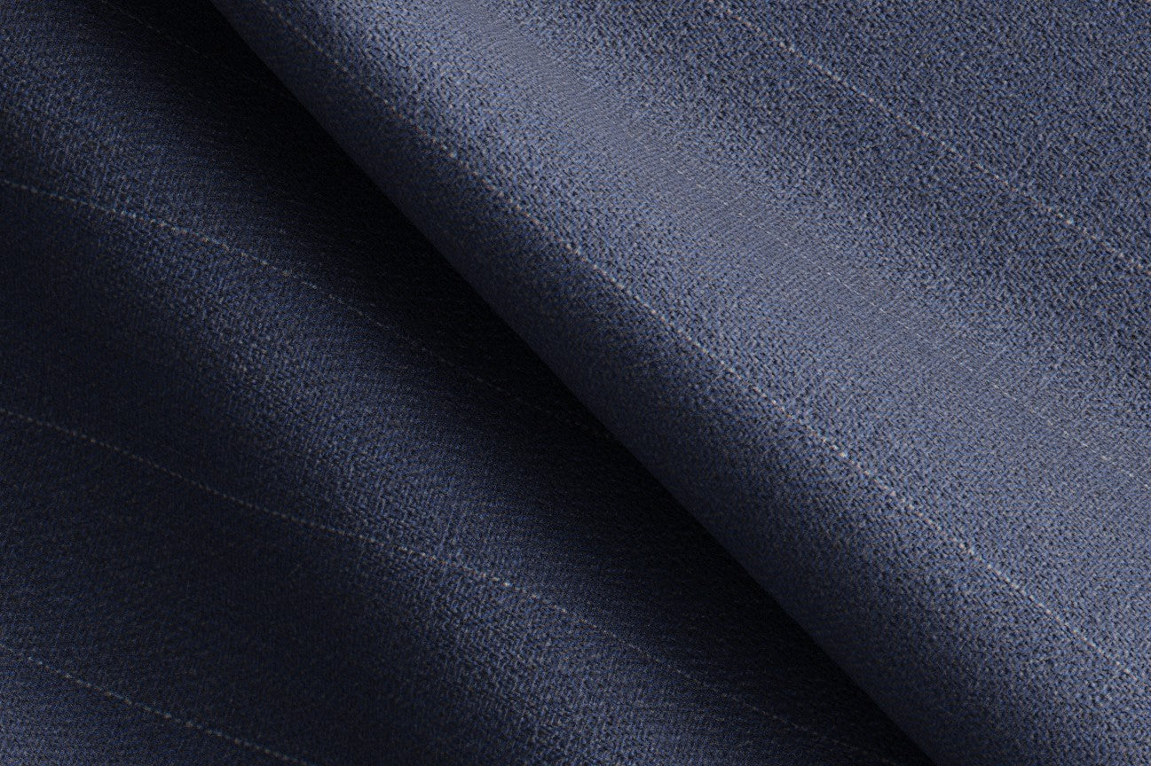 Pantalone su misura lana e seta 150s blu Caccioppoli