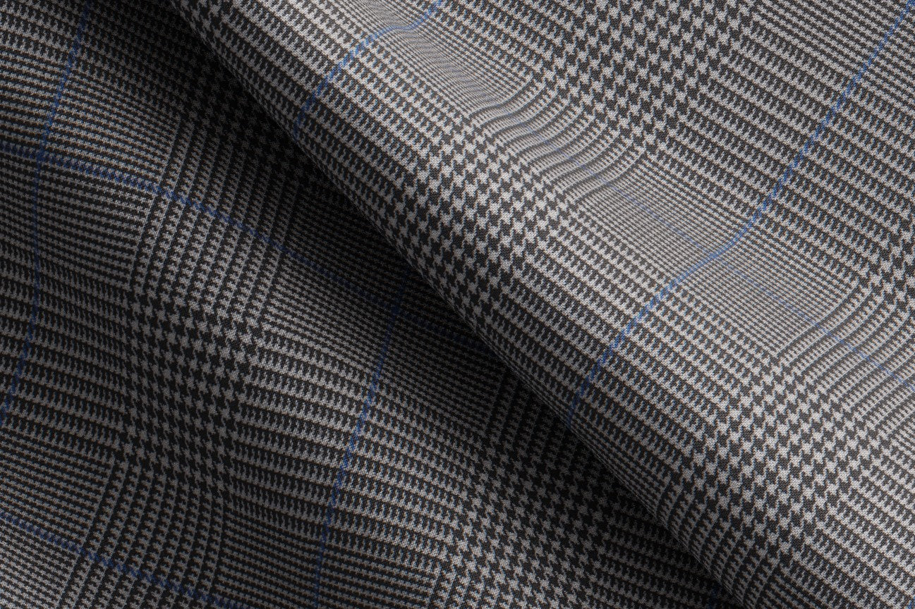 Pantalone con fascia su misura lana 130s principe di galles bianco Caccioppoli