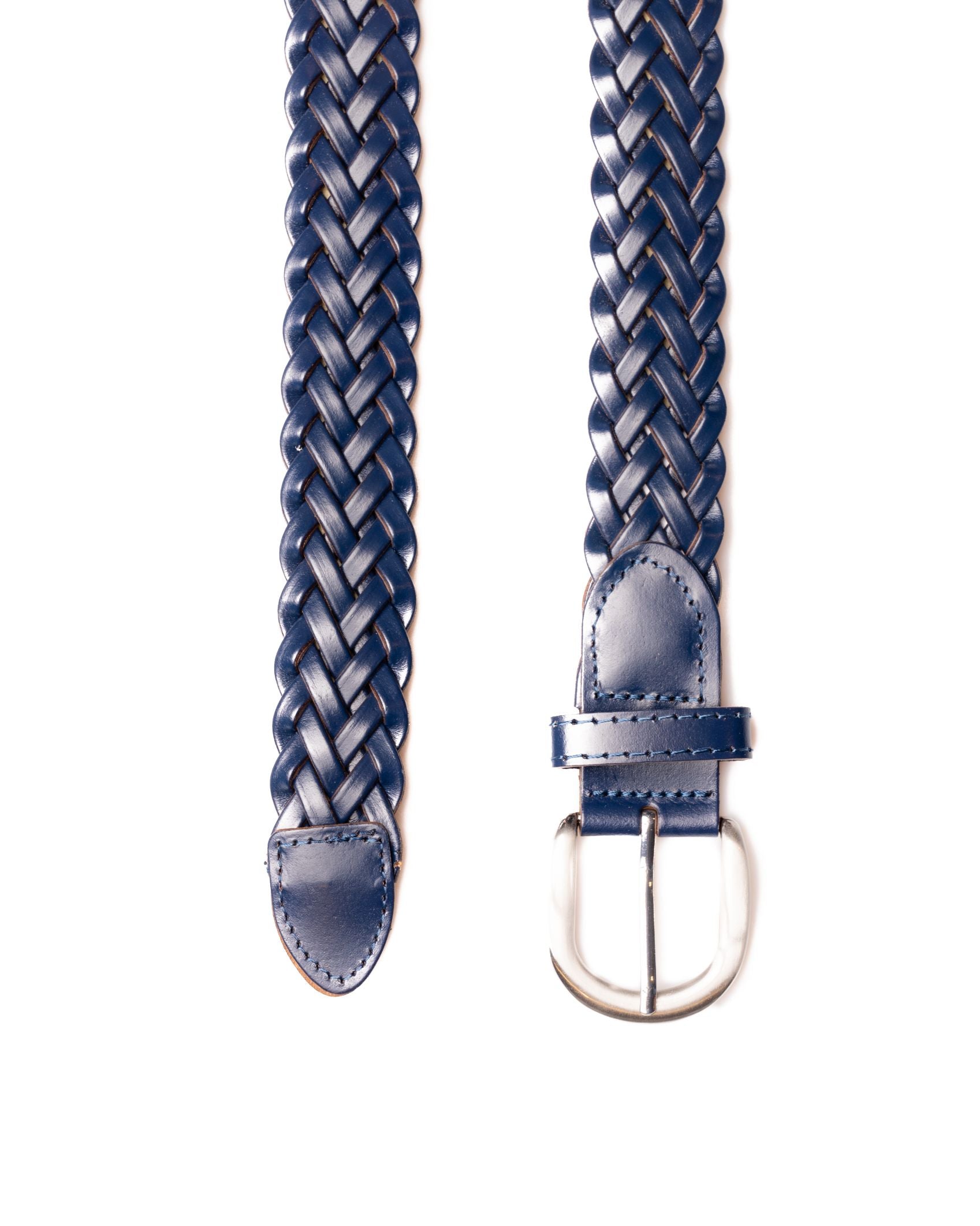 CINTURÓN PIEL TEJIDO AZUL